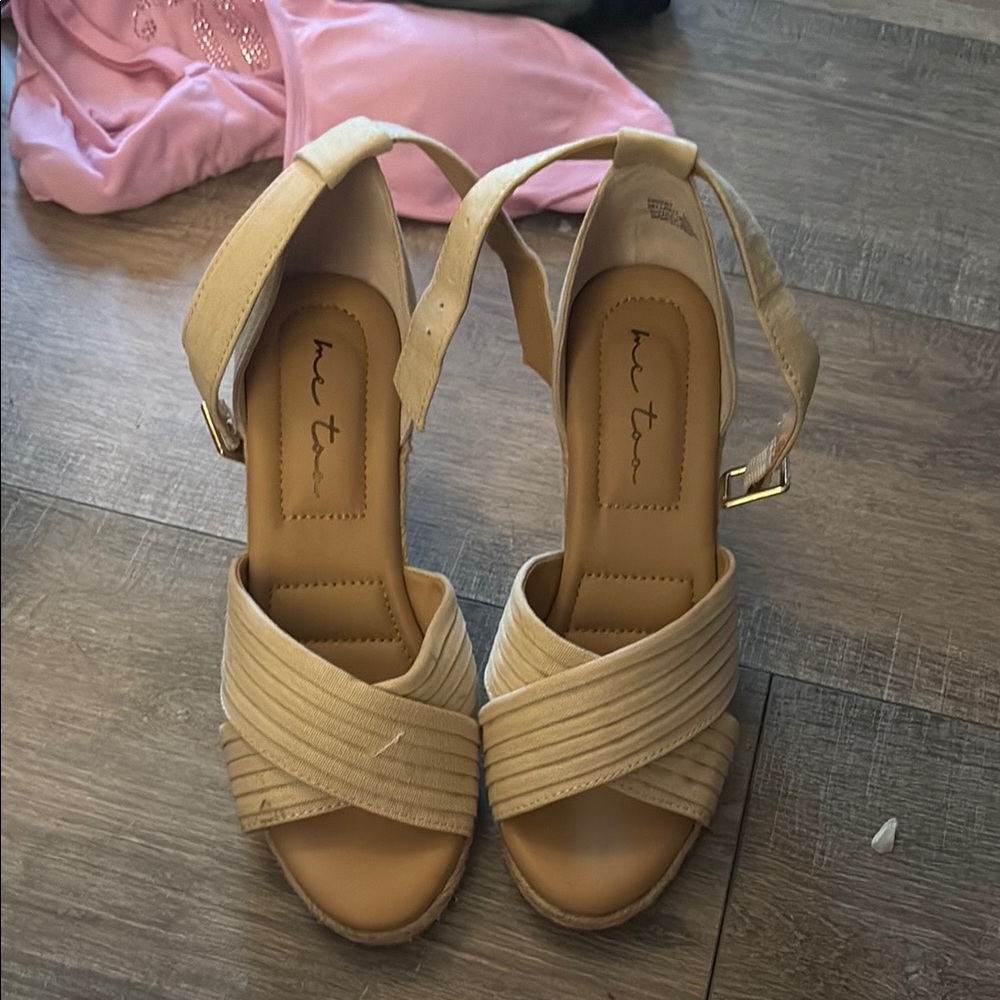 Me Too Tan Wedge Shoes